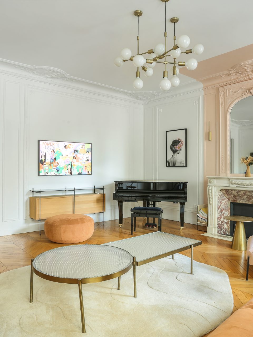 Living room and fireplace
