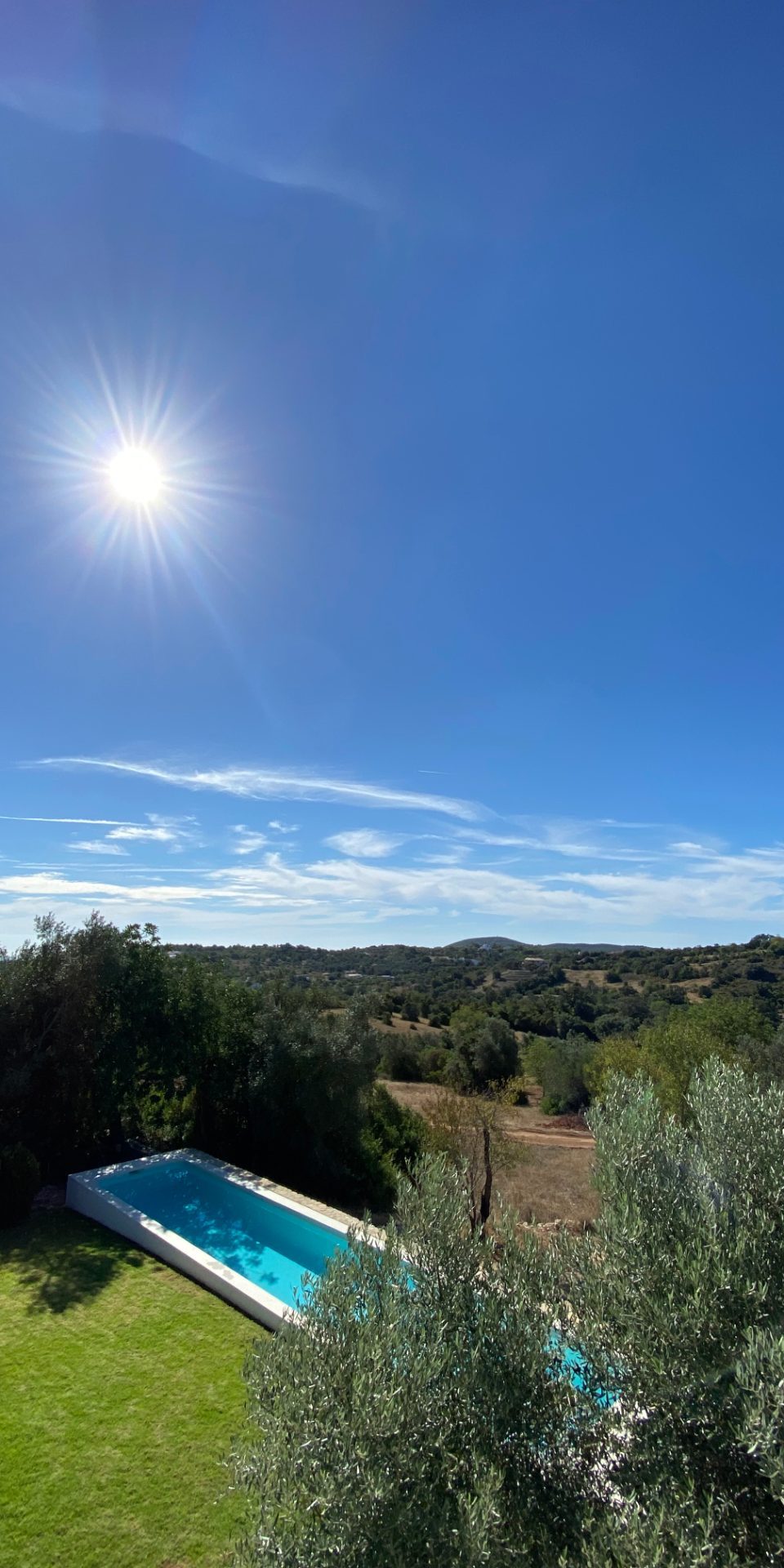 Aerial view, sunburst